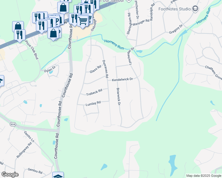 map of restaurants, bars, coffee shops, grocery stores, and more near 4131 Dunraven Road in Richmond