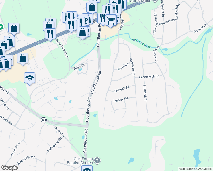 map of restaurants, bars, coffee shops, grocery stores, and more near 4120 Oxbridge Road in Richmond