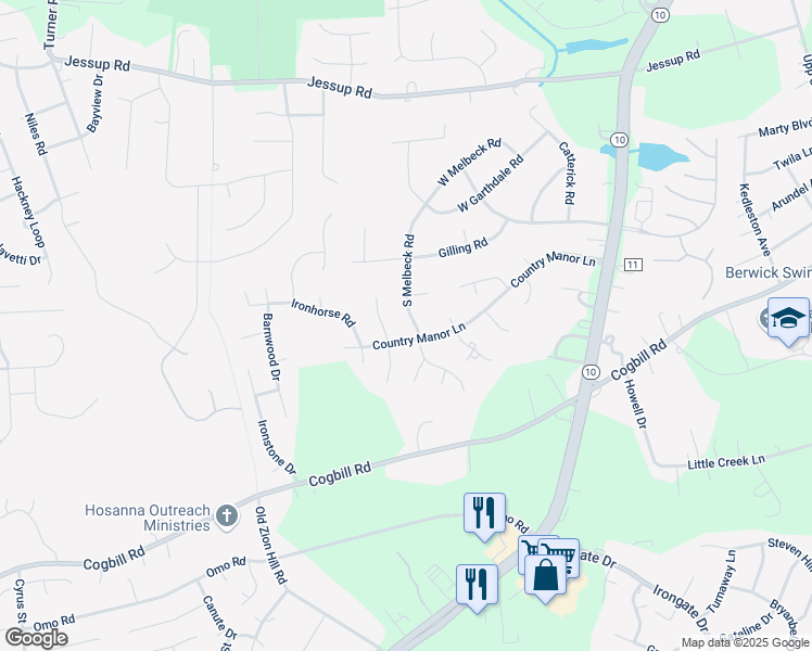 map of restaurants, bars, coffee shops, grocery stores, and more near 5818 South Melbeck Road in Richmond