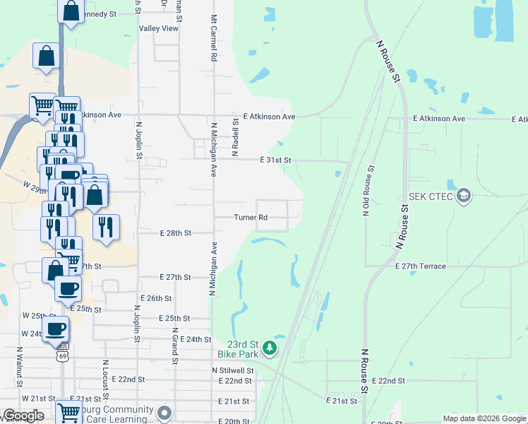 map of restaurants, bars, coffee shops, grocery stores, and more near 901-917 Turner Road in Pittsburg