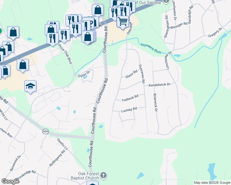 map of restaurants, bars, coffee shops, grocery stores, and more near 4120 Oxbridge Road in Richmond