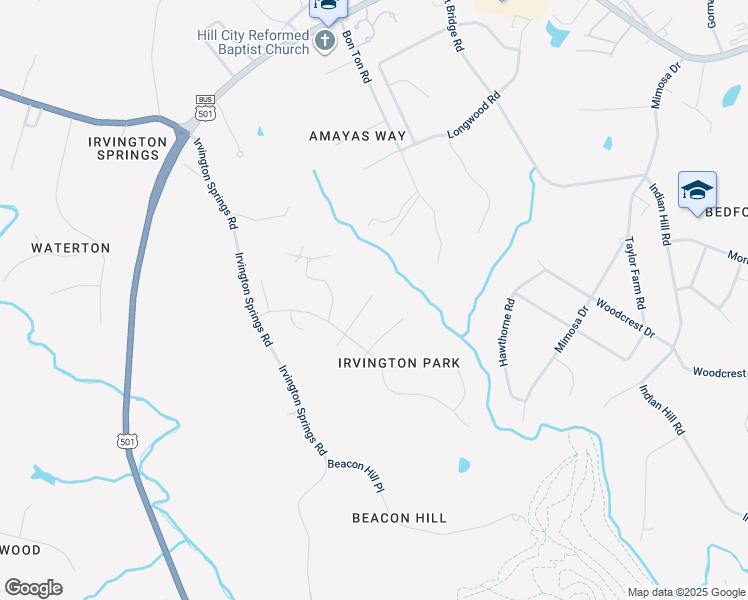 map of restaurants, bars, coffee shops, grocery stores, and more near 301 New Britain Drive in Lynchburg