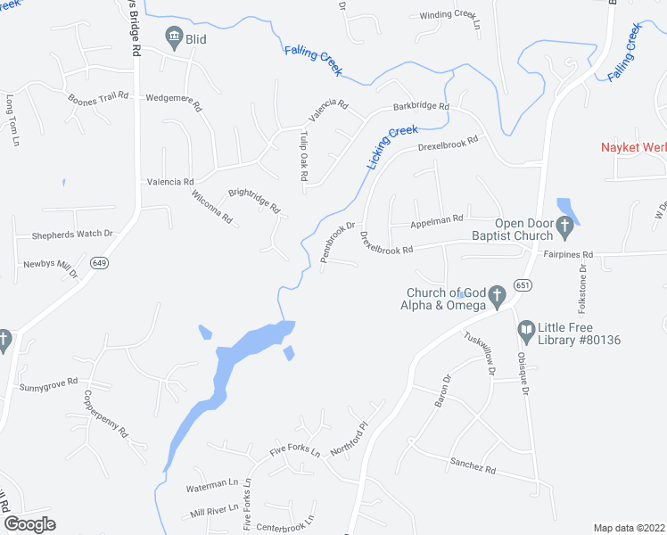 map of restaurants, bars, coffee shops, grocery stores, and more near 7419 Pennbrook Court in Chesterfield