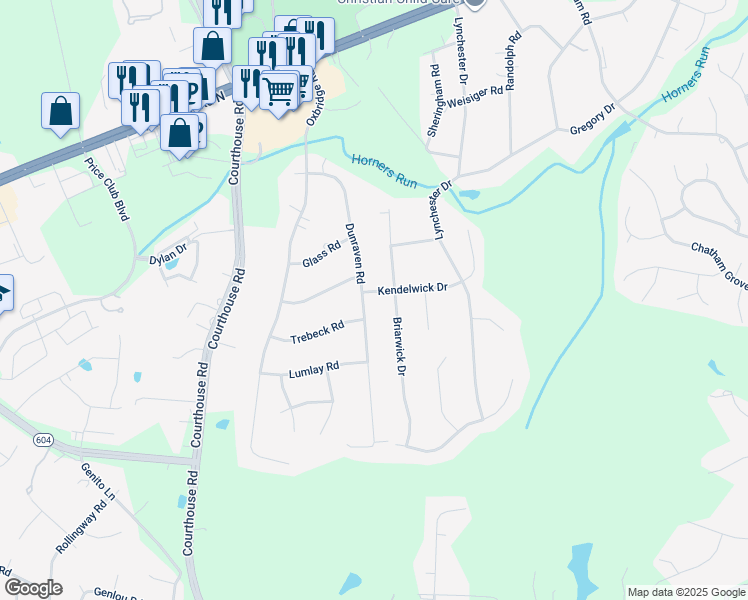 map of restaurants, bars, coffee shops, grocery stores, and more near 9807 Kendelwick Drive in Richmond
