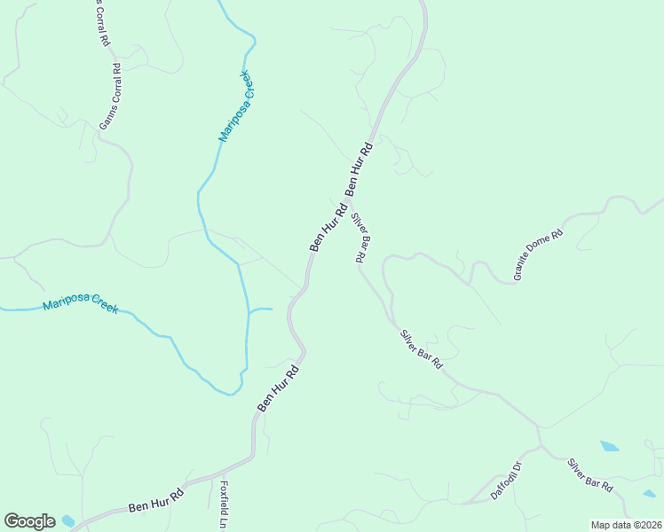 map of restaurants, bars, coffee shops, grocery stores, and more near 4164 Ben Hur Road in Mariposa