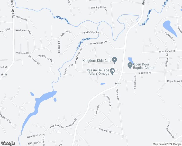 map of restaurants, bars, coffee shops, grocery stores, and more near 7624 Drexelbrook Road in Chesterfield