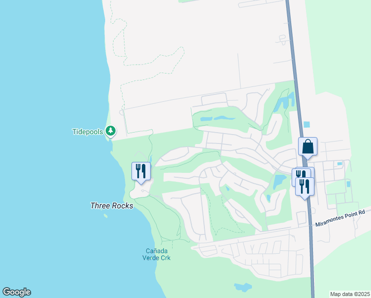 map of restaurants, bars, coffee shops, grocery stores, and more near 350 Fairway Dr in Half Moon Bay