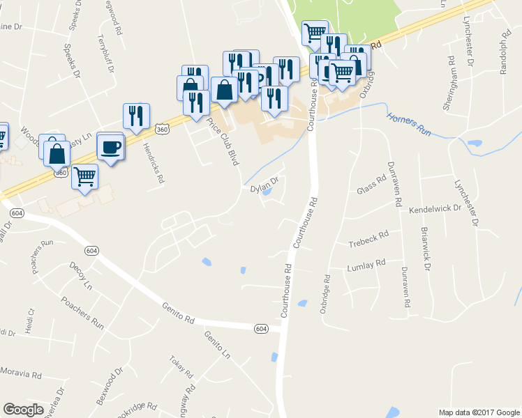 map of restaurants, bars, coffee shops, grocery stores, and more near 4050 Anita Avenue in Midlothian