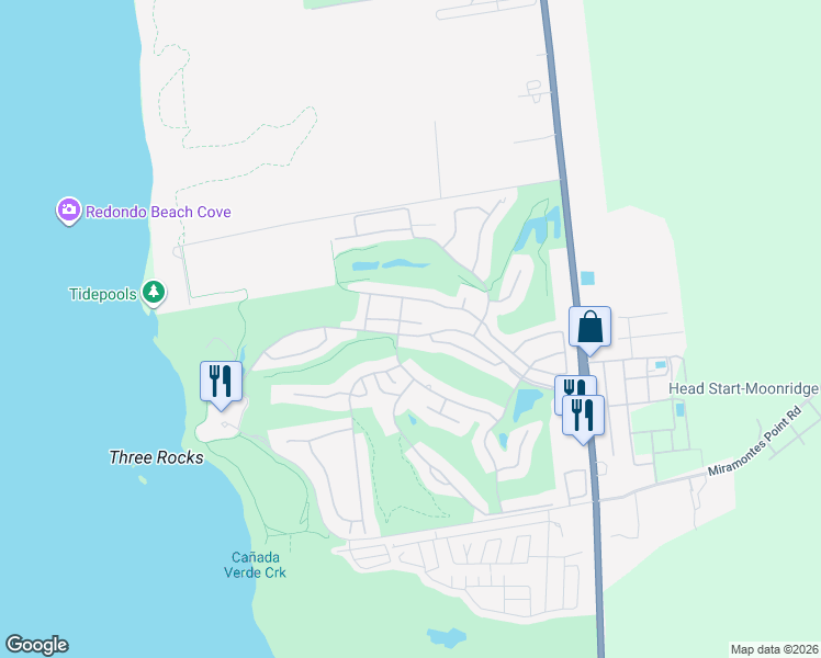 map of restaurants, bars, coffee shops, grocery stores, and more near 66 Merion Road in Half Moon Bay