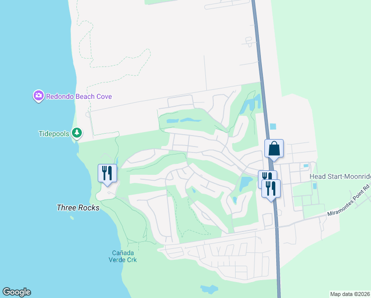 map of restaurants, bars, coffee shops, grocery stores, and more near 66 Merion Road in Half Moon Bay