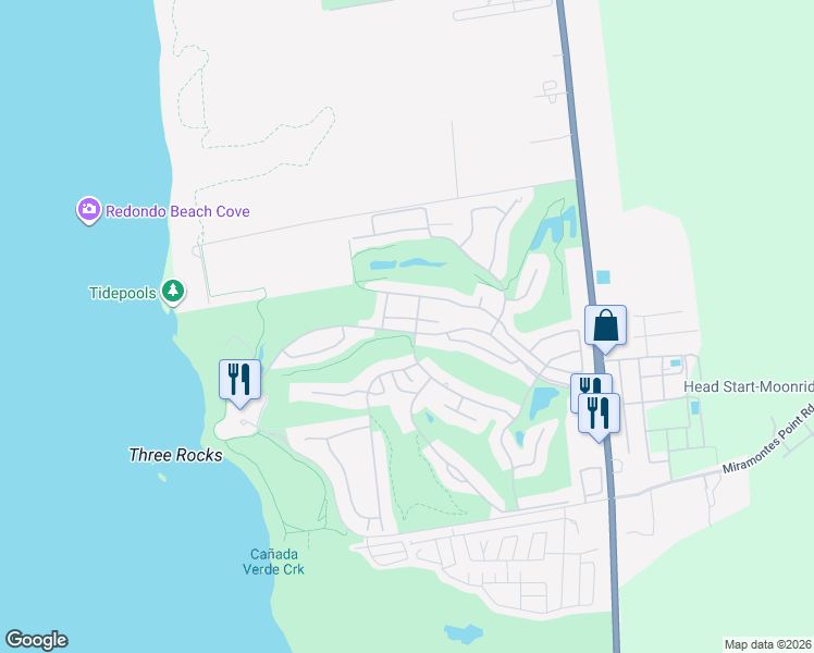 map of restaurants, bars, coffee shops, grocery stores, and more near 66 Merion Road in Half Moon Bay