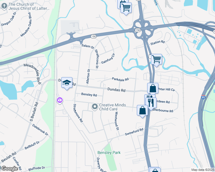 map of restaurants, bars, coffee shops, grocery stores, and more near 2891 Parkdale Road in Richmond