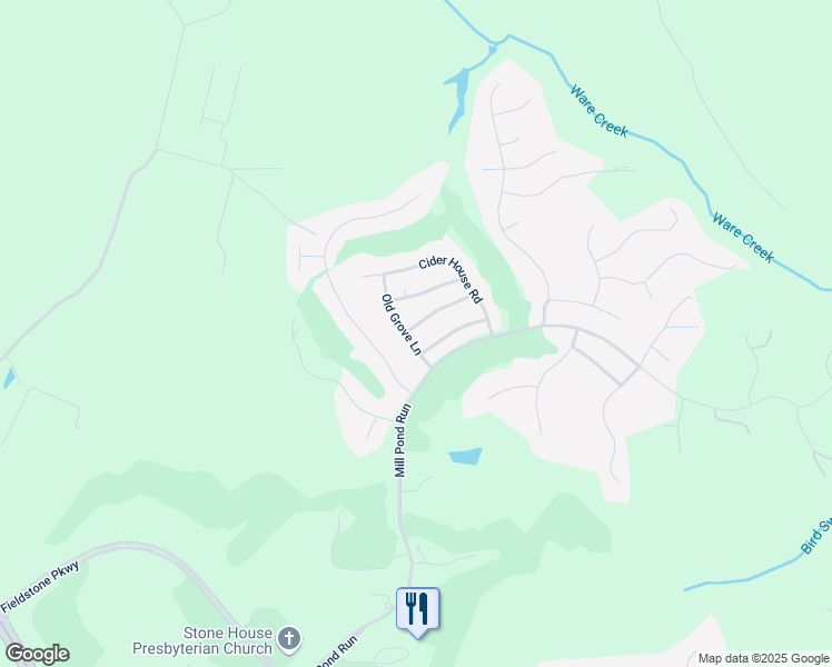 map of restaurants, bars, coffee shops, grocery stores, and more near 3026 Old Grove Lane in Toano