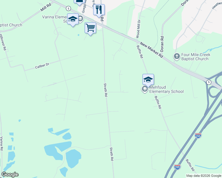 map of restaurants, bars, coffee shops, grocery stores, and more near 8231 Strath Road in Henrico
