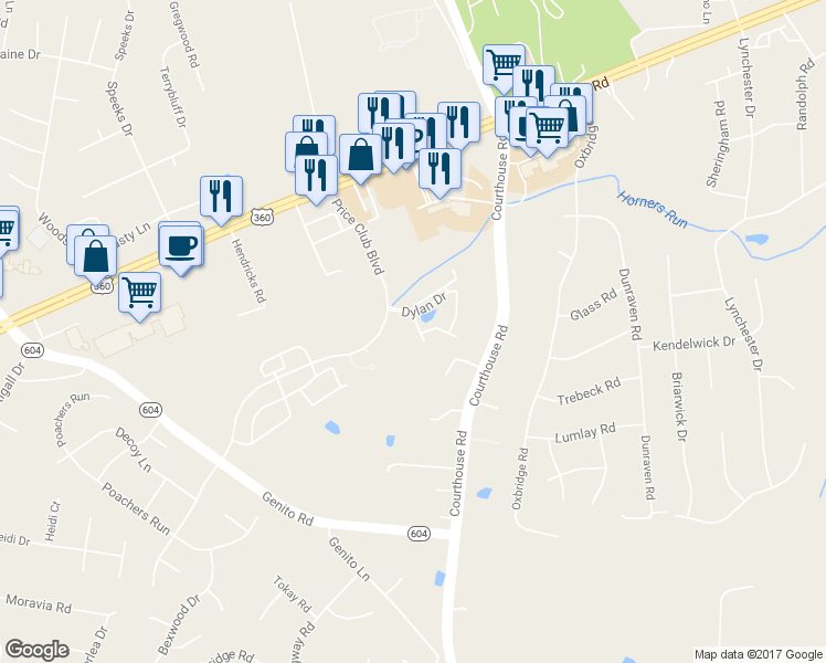 map of restaurants, bars, coffee shops, grocery stores, and more near 4022 Anita Avenue in Midlothian