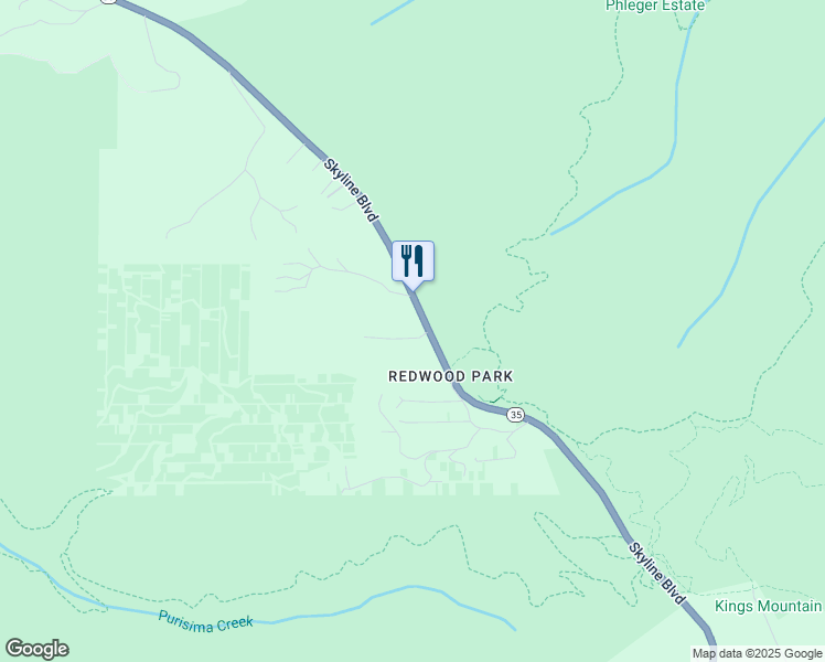 map of restaurants, bars, coffee shops, grocery stores, and more near 13878 Skyline Boulevard in Redwood City