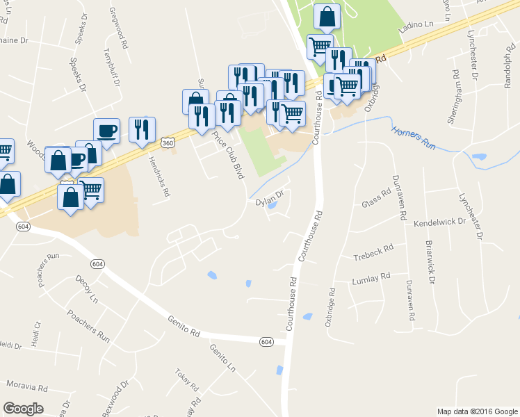 map of restaurants, bars, coffee shops, grocery stores, and more near 4006 Anita Avenue in Midlothian