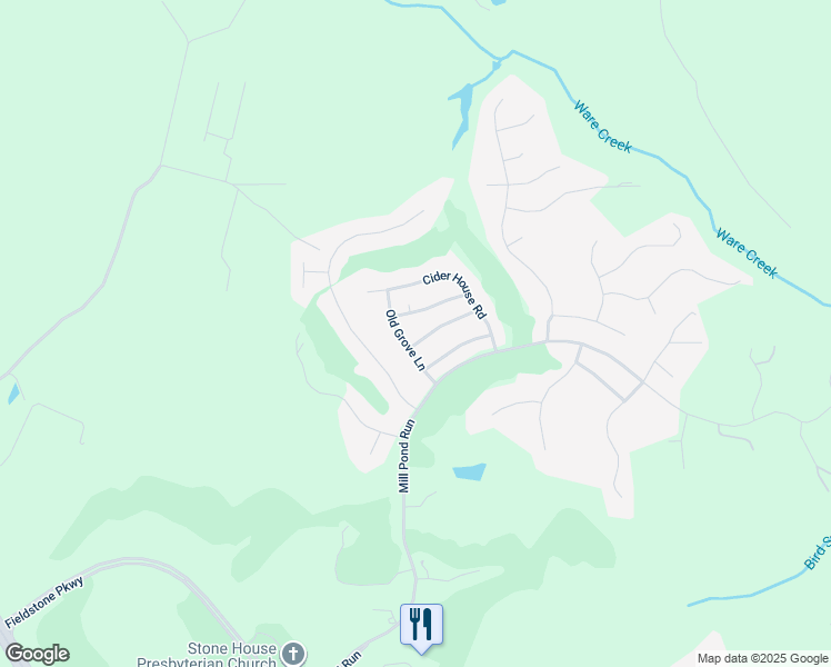 map of restaurants, bars, coffee shops, grocery stores, and more near 9136 Green Apple Way in Toano