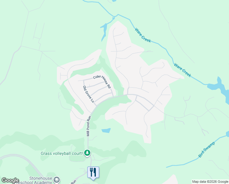 map of restaurants, bars, coffee shops, grocery stores, and more near 9101 3 Bushel Drive in Toano