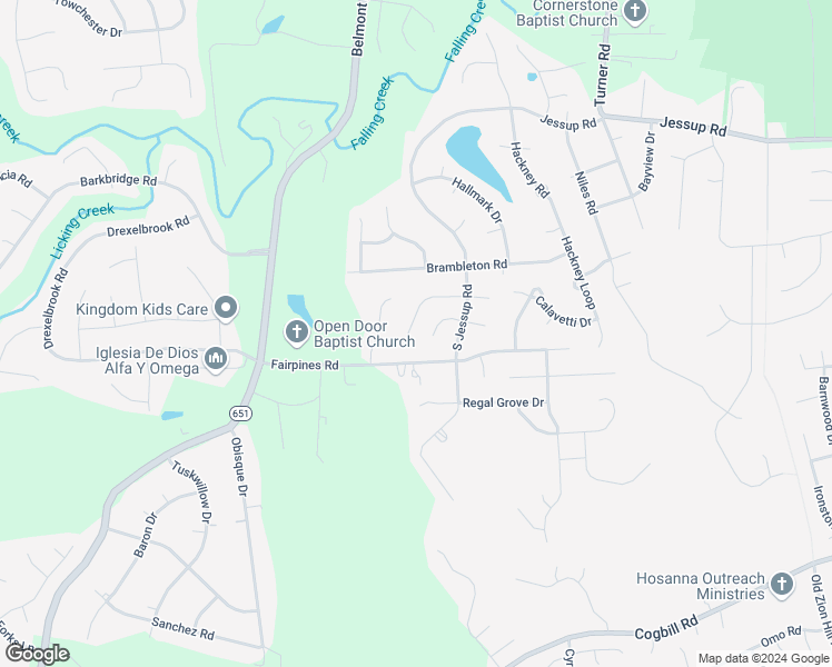map of restaurants, bars, coffee shops, grocery stores, and more near 6625 West Denny Court in Chesterfield
