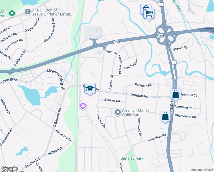 map of restaurants, bars, coffee shops, grocery stores, and more near 3011 Parkdale Road in Richmond