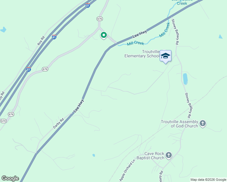map of restaurants, bars, coffee shops, grocery stores, and more near 180 Old Homeplace Lane in Troutville