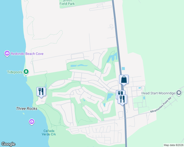 map of restaurants, bars, coffee shops, grocery stores, and more near 46 Merion Road in Half Moon Bay