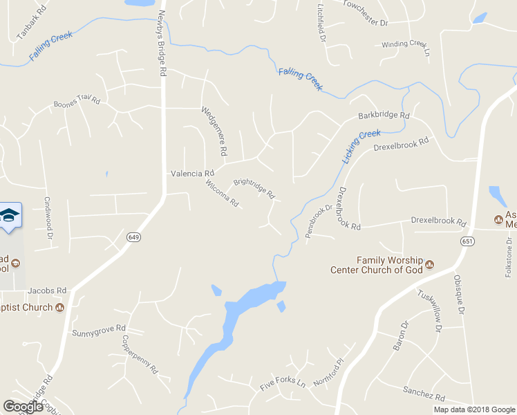 map of restaurants, bars, coffee shops, grocery stores, and more near 5005 Brightridge Way in Chesterfield