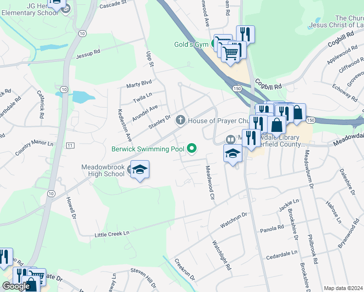 map of restaurants, bars, coffee shops, grocery stores, and more near 4611 Chiswell Drive in Richmond