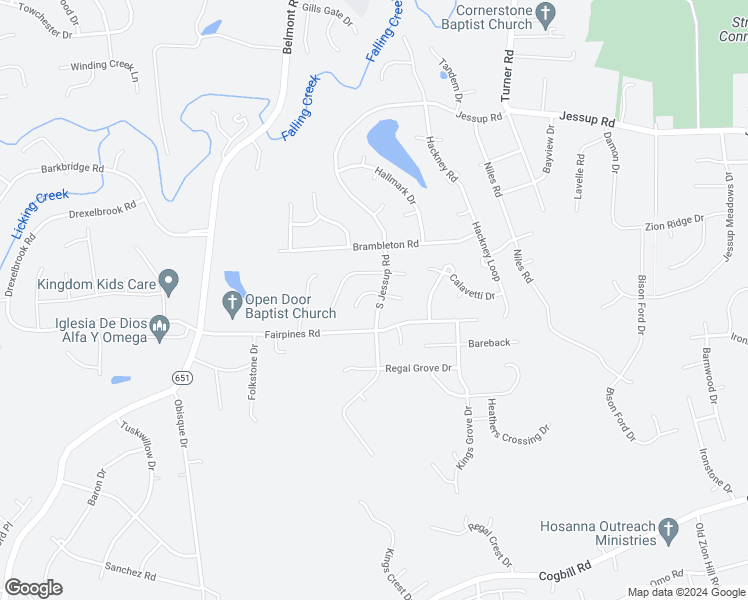 map of restaurants, bars, coffee shops, grocery stores, and more near 6501 West Banes Court in Chesterfield