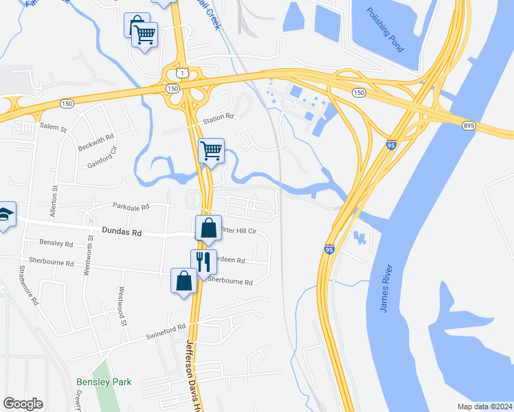 map of restaurants, bars, coffee shops, grocery stores, and more near 2200 Marina Drive in Richmond