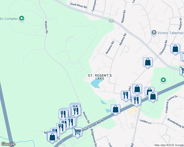 map of restaurants, bars, coffee shops, grocery stores, and more near 12010 Taplow Road in Midlothian