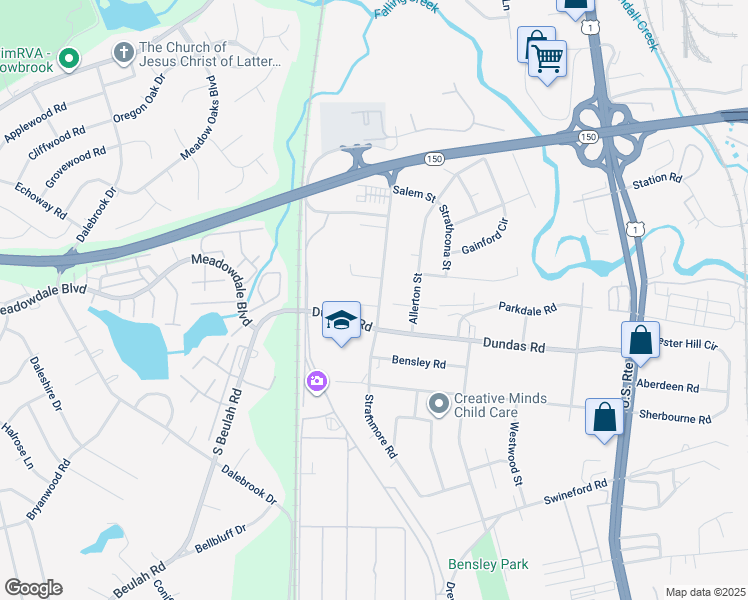 map of restaurants, bars, coffee shops, grocery stores, and more near 3106 Parkdale Road in Richmond