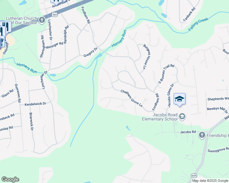 map of restaurants, bars, coffee shops, grocery stores, and more near 9165 Chatham Grove Lane in Richmond
