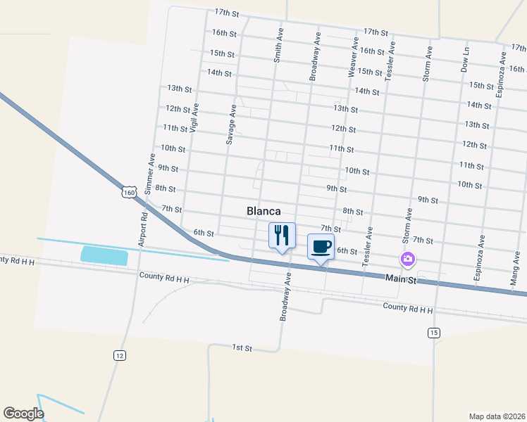 map of restaurants, bars, coffee shops, grocery stores, and more near in Blanca