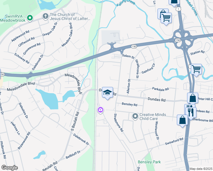 map of restaurants, bars, coffee shops, grocery stores, and more near 3107 Stanwix Lane in Richmond