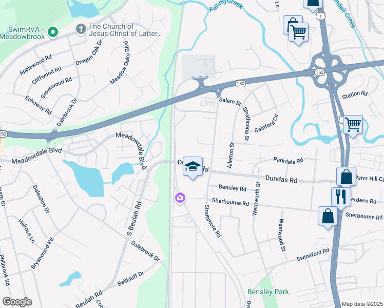 map of restaurants, bars, coffee shops, grocery stores, and more near 3107 Stanwix Lane in Richmond