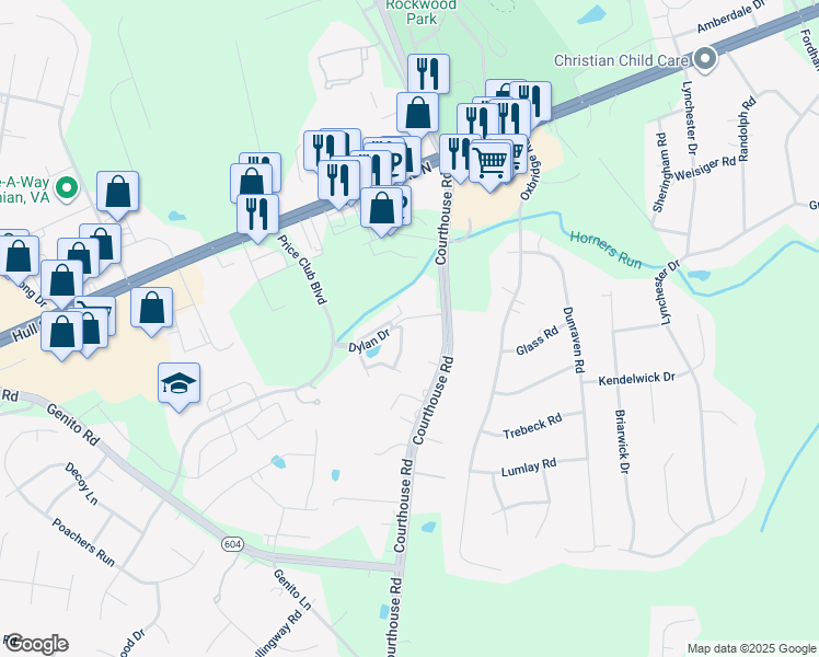map of restaurants, bars, coffee shops, grocery stores, and more near 4009 Trisha Trail in Midlothian