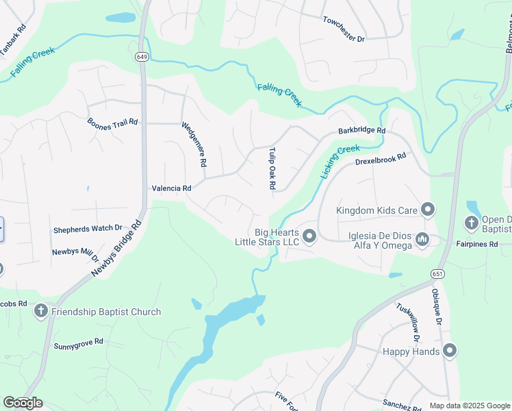 map of restaurants, bars, coffee shops, grocery stores, and more near 5006 Tulip Oak Road in Chesterfield
