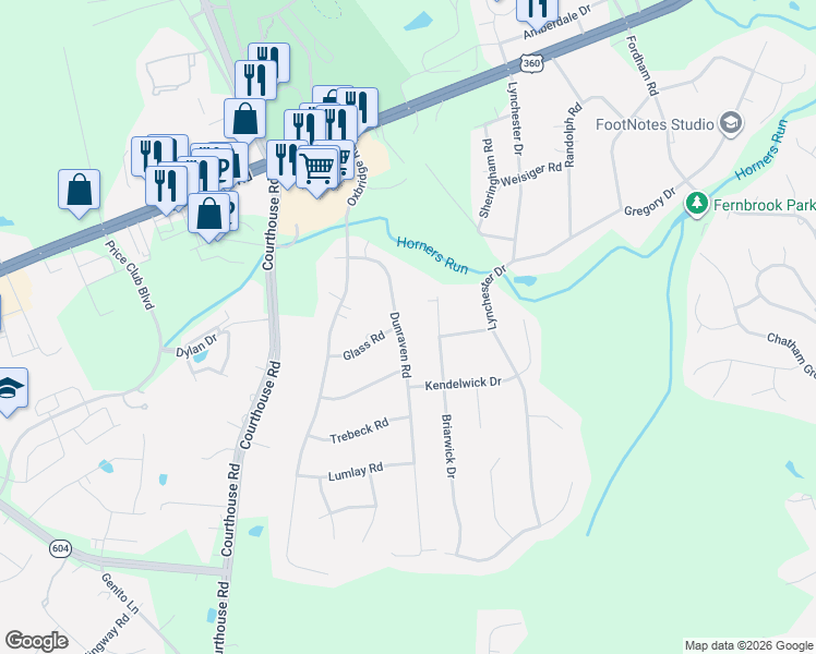map of restaurants, bars, coffee shops, grocery stores, and more near 4240 Briarwick Drive in Richmond