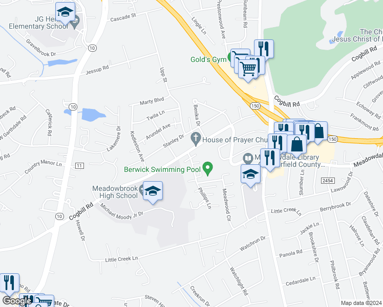 map of restaurants, bars, coffee shops, grocery stores, and more near 4611 Cogbill Road in Richmond