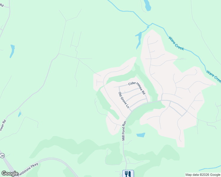 map of restaurants, bars, coffee shops, grocery stores, and more near 3143 Cider House Road in Toano