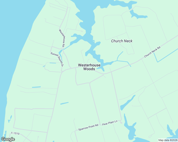 map of restaurants, bars, coffee shops, grocery stores, and more near 10657 Church Neck Road in Machipongo