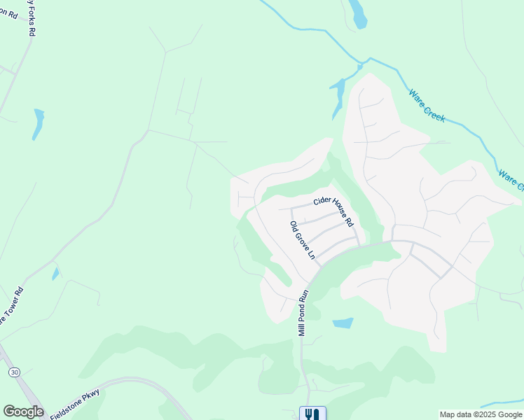 map of restaurants, bars, coffee shops, grocery stores, and more near 3076 Ridge Drive in Toano