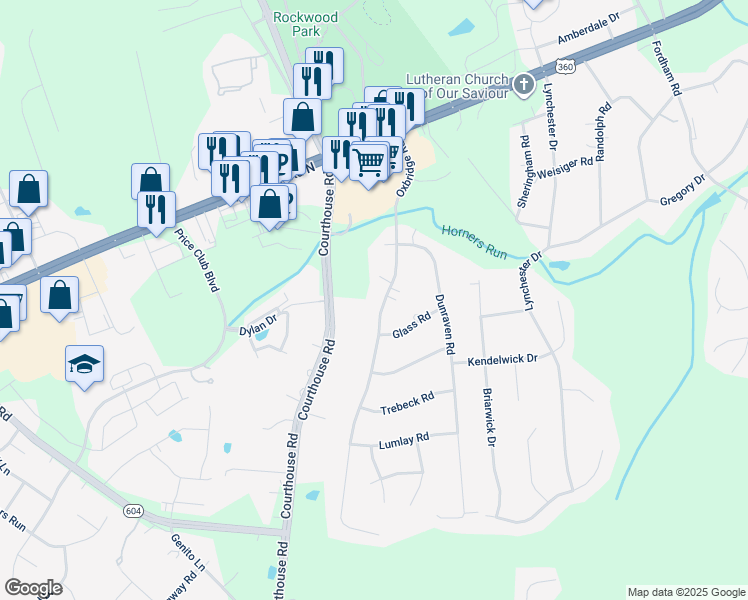 map of restaurants, bars, coffee shops, grocery stores, and more near 3910 Oxbridge Road in Richmond