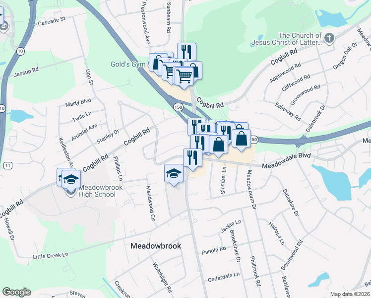 map of restaurants, bars, coffee shops, grocery stores, and more near 4211 Briarwood Drive in Richmond