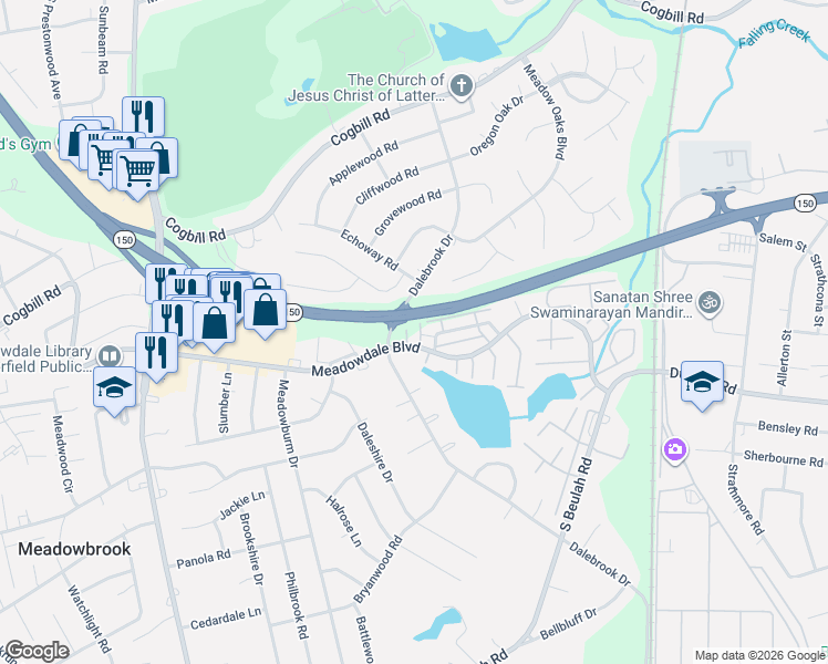 map of restaurants, bars, coffee shops, grocery stores, and more near 6119 Hokie Court in Richmond