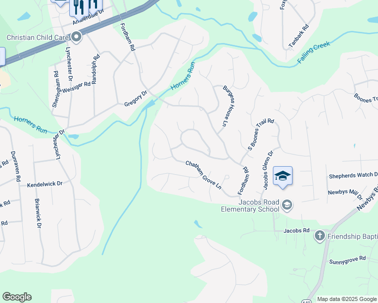map of restaurants, bars, coffee shops, grocery stores, and more near 4512 Rabbit Foot Lane in Richmond