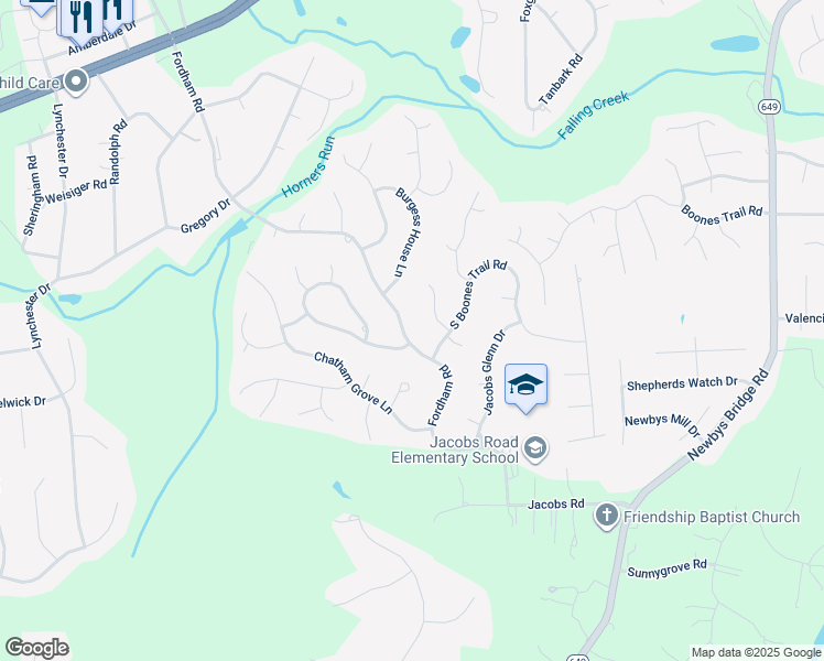 map of restaurants, bars, coffee shops, grocery stores, and more near 4633 Fordham Road in Richmond