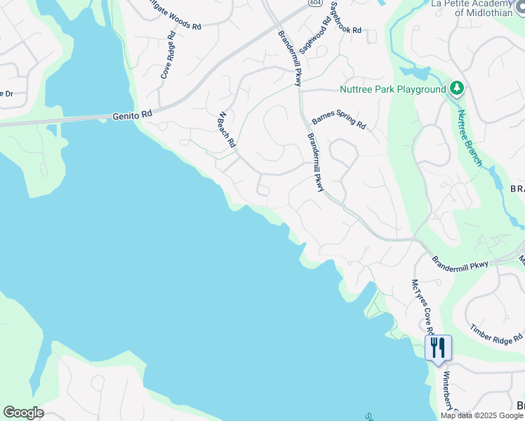 map of restaurants, bars, coffee shops, grocery stores, and more near 6761 Temie Lee Parkway in Midlothian